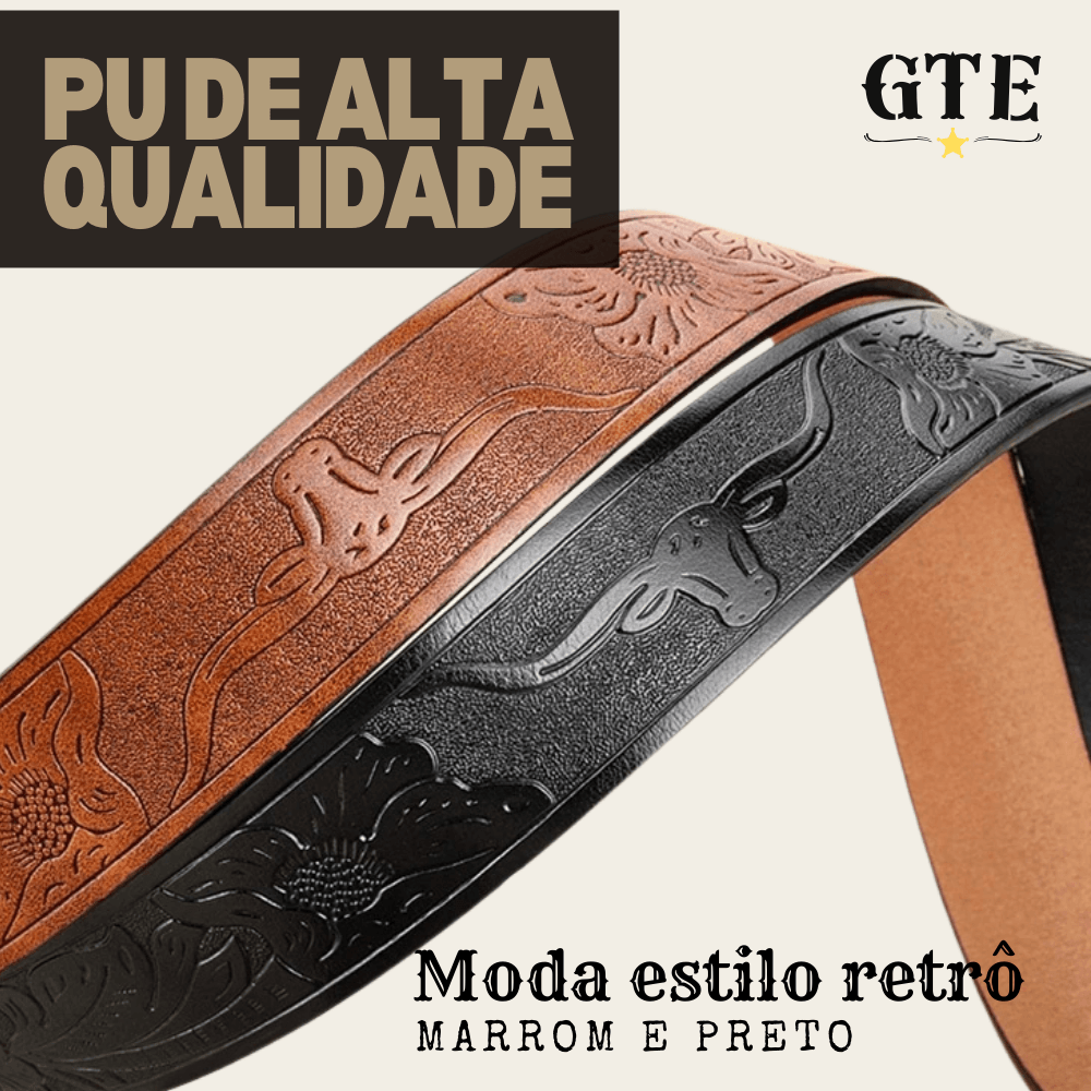 Cinto de couro PU Western Cowboy
